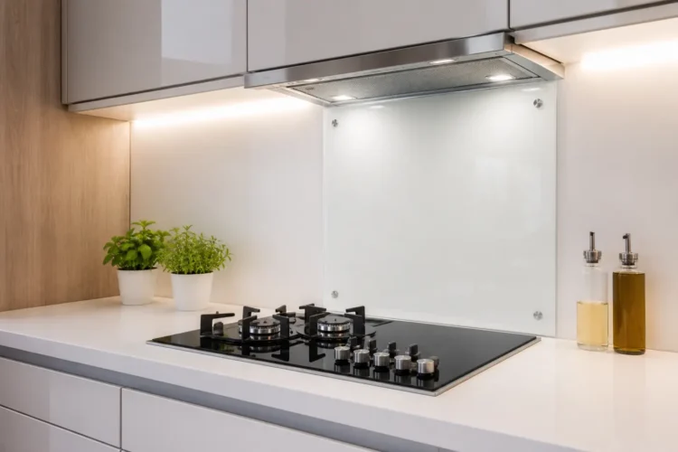 Biały panel szklany do kuchni – szkło Optiwhite hartowane 5 mm